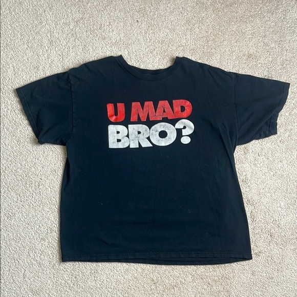 Other - “U MAD BRO?” Graphic Tee with Bold Red and White Text